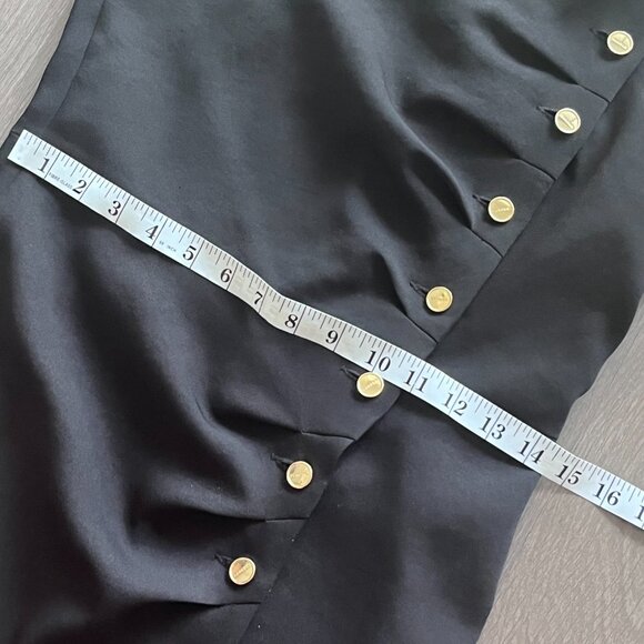 SANDRO Black “Melinda” One Shoulder Mini Dress with Gold Buttons - Picture 13 of 15